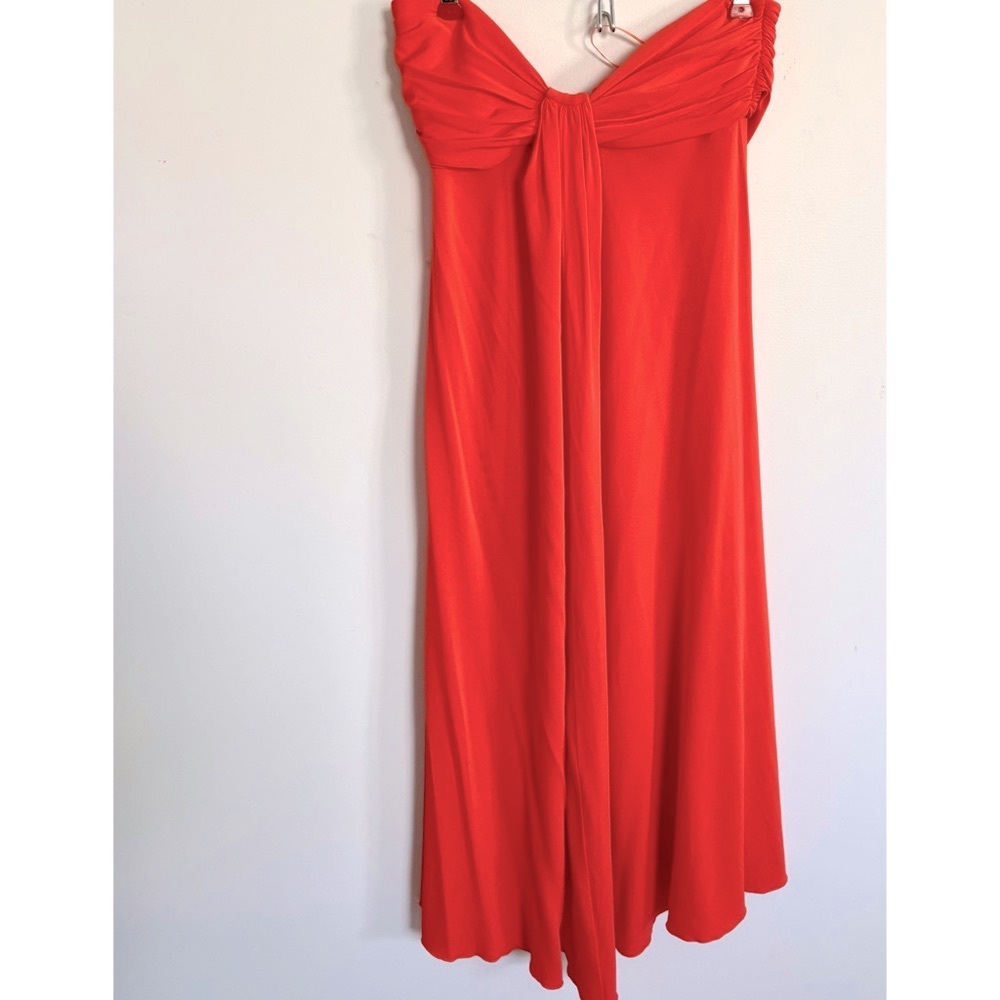 Trina Turk strapless dress tangerine orange , knee length empire waist Size 4